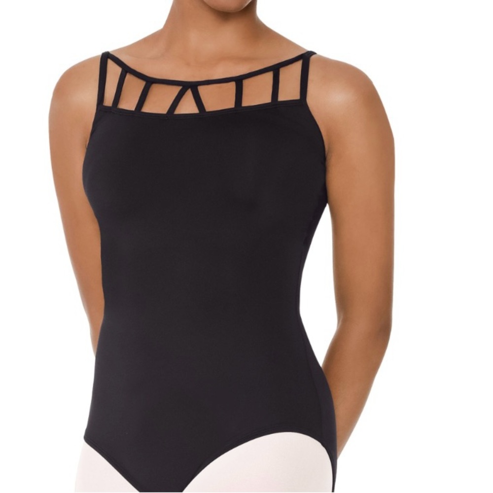 Women’s Medium Black Eurotard Lattice Front Leotard Excellent Condition